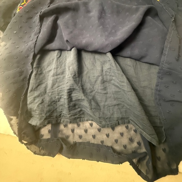 Anthropologie Free Generation Embroidered Floral Short Flutter Sleeve Med. Boho - Picture 7 of 12